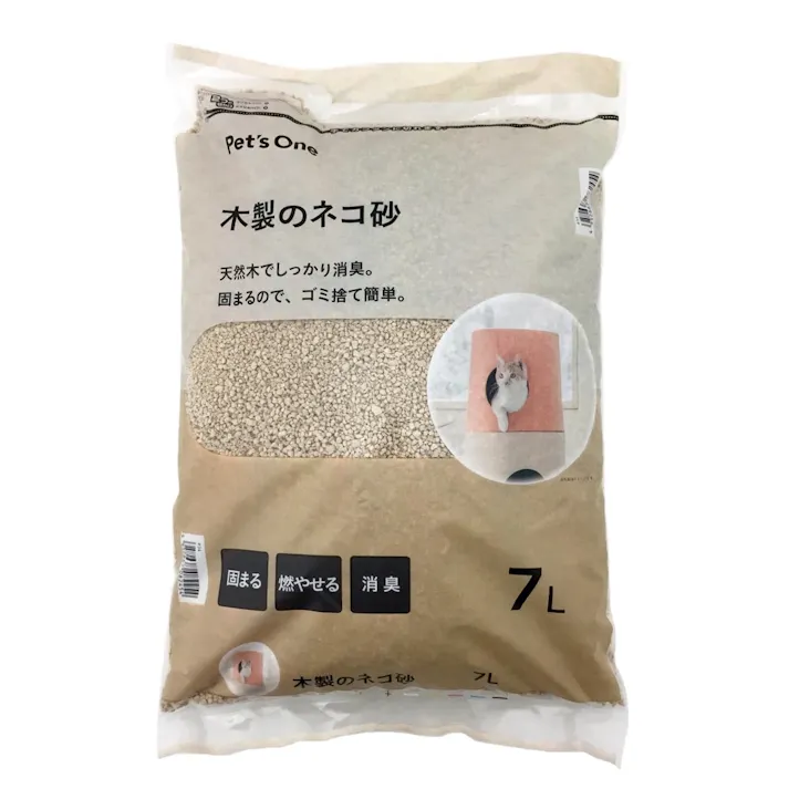 猫砂 Pet’sOne 木製のネコ砂 7L 消臭 大容量 飛び散り防止 固まる 燃やせる