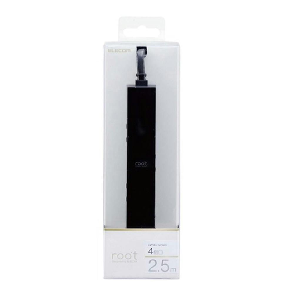 エレコム デザインタップ roo't ルオット 2ピン 4個口 2.5m ブラック AVT-D3-2425BK 電源ケーブル・延長コード エレコム デザインタップ roo't ルオット 2ピン 4個口 2.5m ブラック AVT-D3-2425BK 電源ケーブル・延長コード