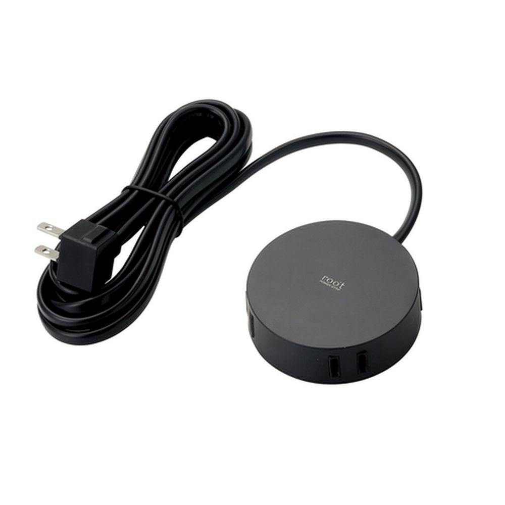 エレコム デザインタップ root(2ピン・4個口・丸型) 2.5m ブラック AVT-D4-2425BK 電源ケーブル・延長コード エレコム デザインタップ root(2ピン・4個口・丸型) 2.5m ブラック AVT-D4-2425BK 電源ケーブル・延長コード