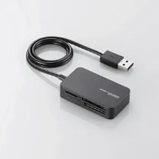 エレコム USB-A接続 ケーブル付き コンパクトメモリーカードリーダー ブラック MR-A39NBK