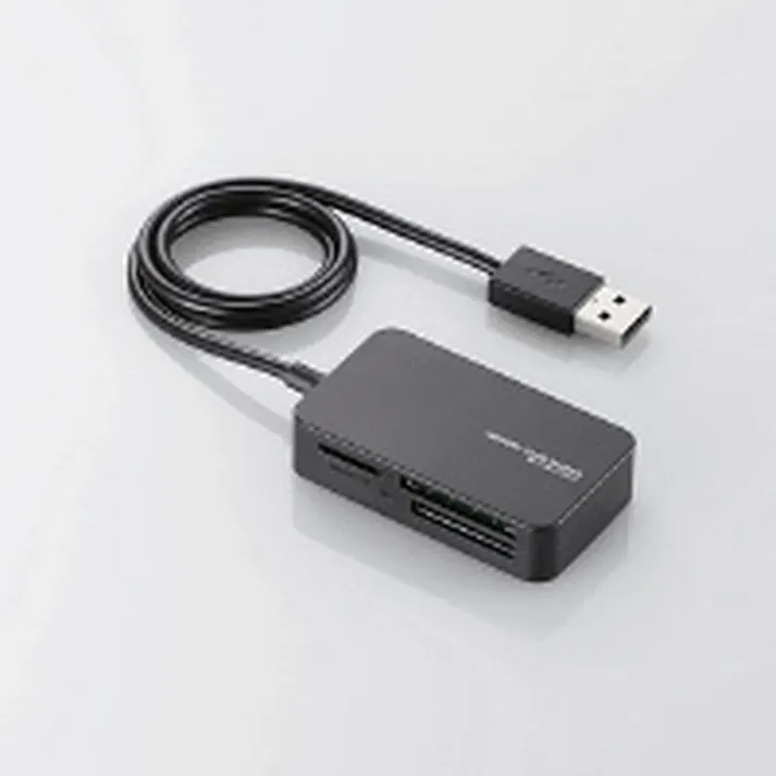 エレコム USB-A接続 ケーブル付き コンパクトメモリーカードリーダー ブラック MR-A39NBK