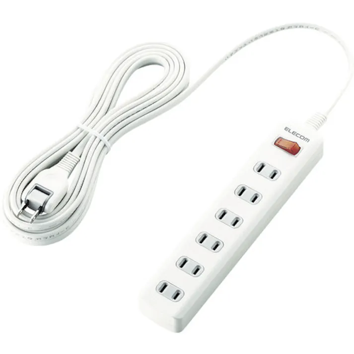【CAINZ-DASH】エレコム オフィス用タップ 一括スイッチ付 雷ガードタップ 6個口 2.5m T-K3A-2625WH【別送品】