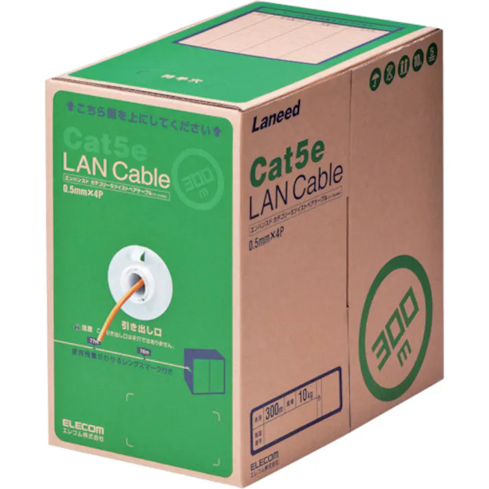 【CAINZ-DASH】エレコム EU RoHS指令準拠LANケーブル CAT5E 300m オレンジ LD-CT2/DR300/RS【別送品】