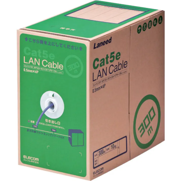 【CAINZ-DASH】エレコム EU RoHS指令準拠LANケーブル CAT5E 300m パープル LD-CT2/PU300/RS【別送品】
