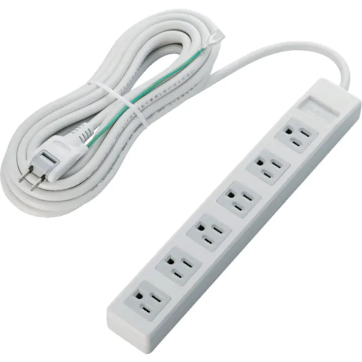 【CAINZ-DASH】エレコム オフィス用タップ RoHs準拠OAタップ 3P 6個口 5m グレー T-T02-3650WH/RS【別送品】