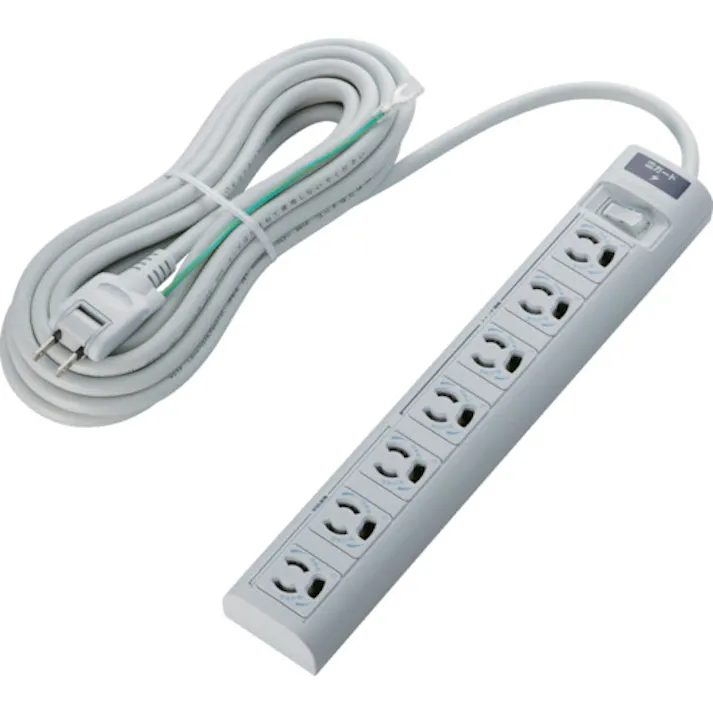 【CAINZ-DASH】エレコム RoHs準拠OAタップ 3P 7個口 雷ガード 5m グレー T-T05-3750LG/RS【別送品】