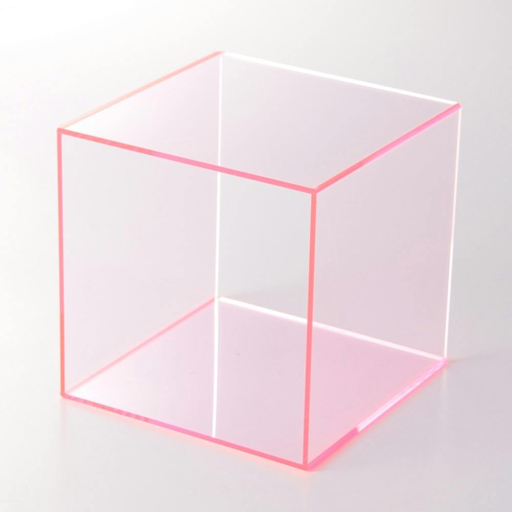 アクリルスクエア 蛍光レッド 100mm×100mm×100mm 2mm厚 | ペンキ