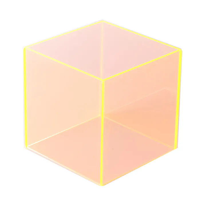 アクリルスクエア 蛍光オレンジ 100mm×100mm×100mm 2mm厚
