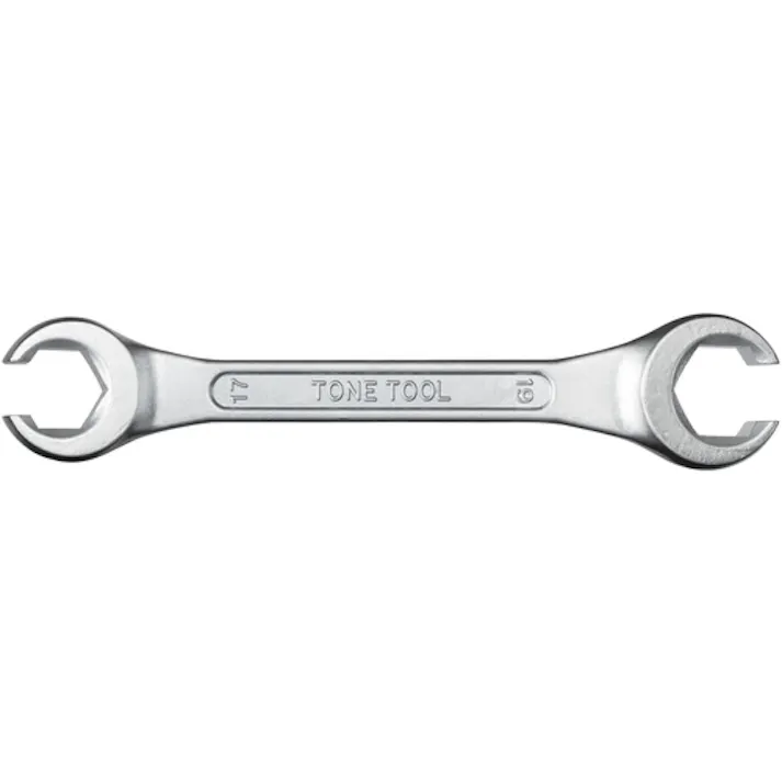 【CAINZ-DASH】TONE フレアナットレンチ 対辺寸法17×19mm 全長165mm メッキ処理 M26-1719【別送品】