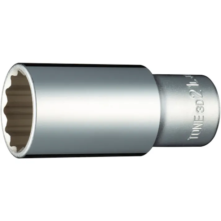 【CAINZ-DASH】TONE ディープソケット(12角) 対辺寸法21mm 全長64mm 3D-21L【別送品】