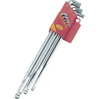 【CAINZ-DASH】TONE ボールポイント六角棒レンチ(インチサイズ)セット マスターツール首下ショートロングボールポイントL形レンチセット BLB900S【別送品】