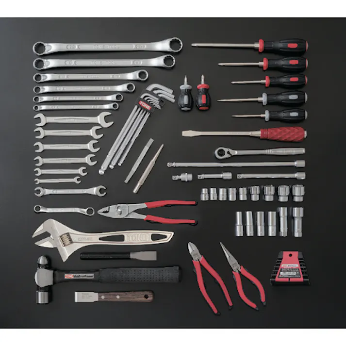 【CAINZ-DASH】TONE 整備用工具セット ツールセット(オートメカニック用) レッド 61点セット TSA3331【別送品】