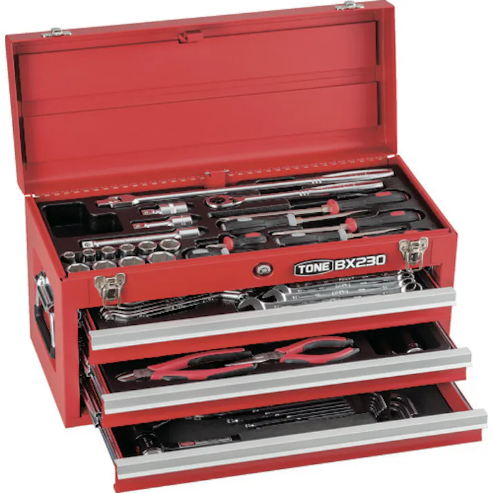 【CAINZ-DASH】TONE 整備用工具セット ツールセット 差込角12.7mm 58点セット レッド TSA450【別送品】