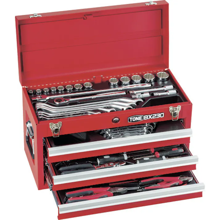 【CAINZ-DASH】TONE 整備用工具セット ツールセット 差込角12.7mm 62点セット レッド TSS450【別送品】