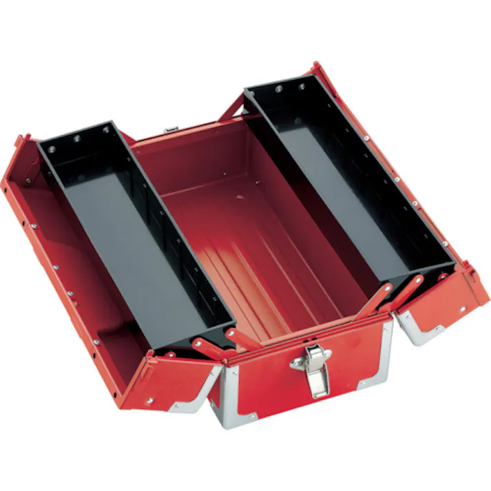 【CAINZ-DASH】TONE スチール製工具箱 ツールケース(メタル) V形2段式 マットブラック 外形寸法195mm BX322BK【別送品】