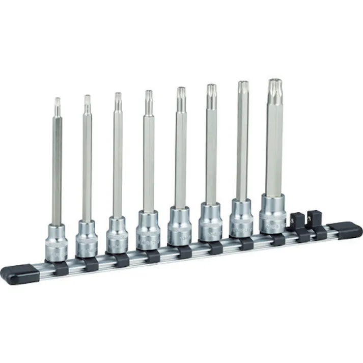 【CAINZ-DASH】TONE ヘックスローブソケットセット ロングトルクスソケットセット(いじり防止タイプ・ホルダー付) 差込角9.5mm HTX308HL【別送品】