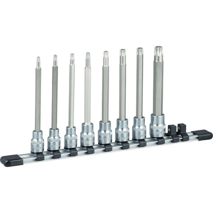 【CAINZ-DASH】TONE ヘックスローブソケットセット ロングトルクスソケットセット(強力タイプ・ホルダー付) 差込角9.5mm HTX308L【別送品】