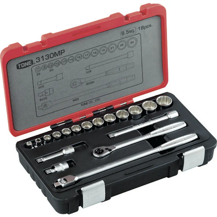 【CAINZ-DASH】TONE ソケットレンチセット 差込角9.5mm 18点セット 3130MP【別送品】