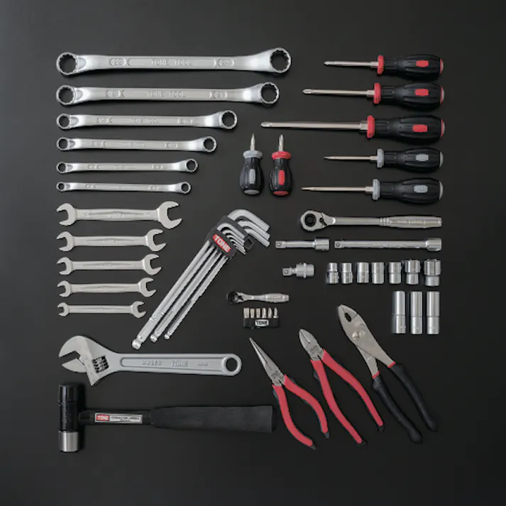 【CAINZ-DASH】TONE 整備用工具セット ツールセット 差込角9.5mm 56点セット マットブラック TSA3309BK【別送品】