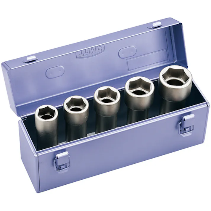 【CAINZ-DASH】TONE インパクト用超ロングソケットセット(メタルトレーケース仕様) 5pcs 差込角19.0mm NV605LL【別送品】