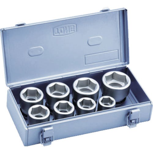 TONE インパクト用ソケットセット(メタルトレーケース仕様) 8pcs 差込角19.0mm NV608S インパクト用ソケットセット TONE インパクト用ソケットセット(メタルトレーケース仕様) 8pcs 差込角19.0mm NV608S インパクト用ソケットセット