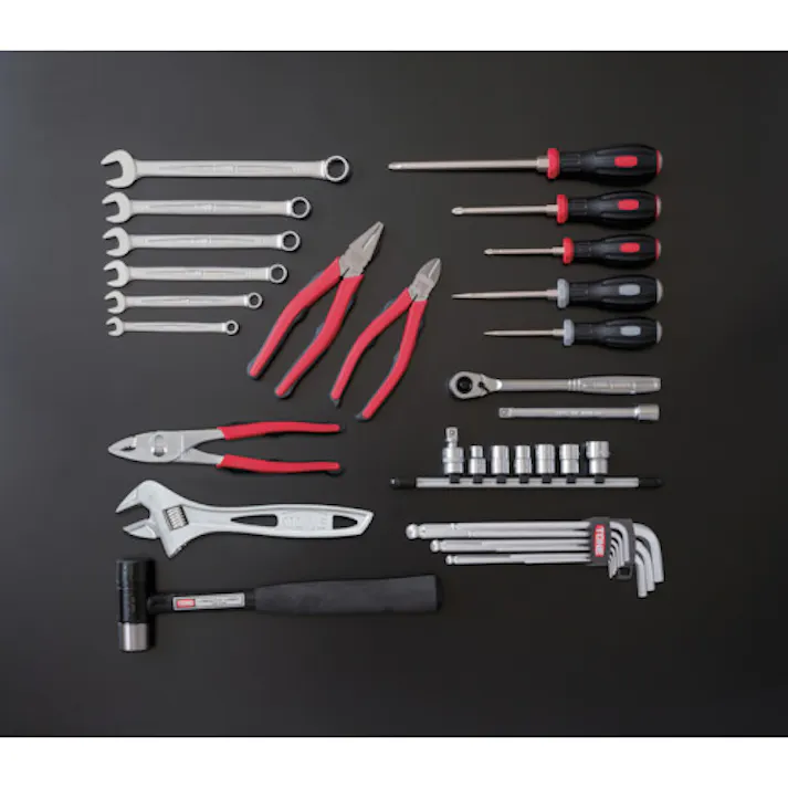 【CAINZ-DASH】TONE 整備用工具セット シャッター付サービスボード 工具一式のみ 35点セット CS310C【別送品】