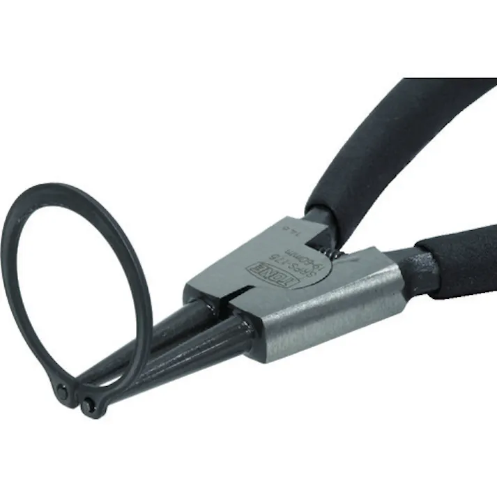 【CAINZ-DASH】TONE スナップリングプライヤ(ストレートタイプ 軸用) 全長225mm リング使用範囲40~100mm SRPS-200【別送品】