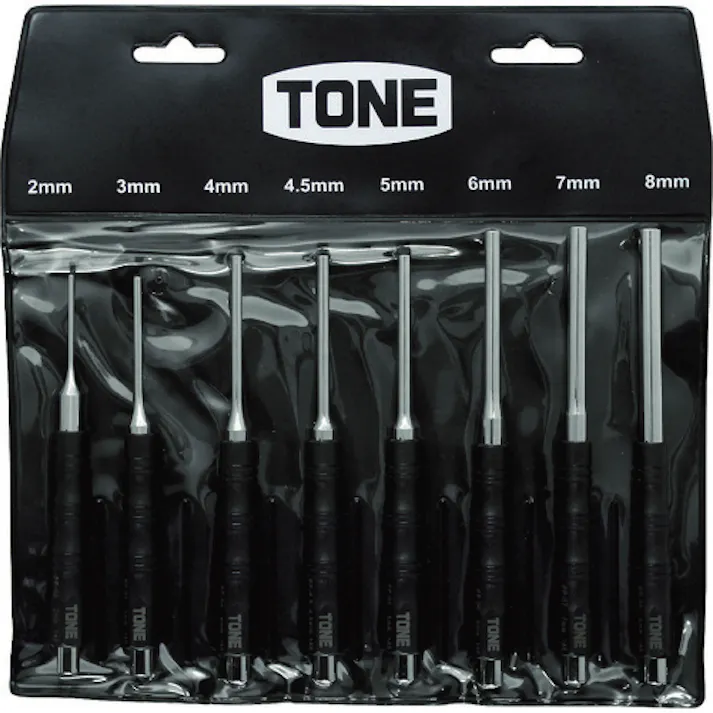 【CAINZ-DASH】TONE 平行ピンポンチセット 2.0、3.0、4.0、4.5、5.0、6.0、7.0、8.0mm 8点セット PP800【別送品】