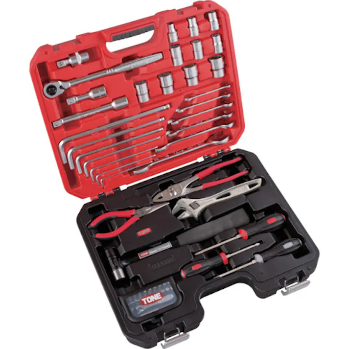 【CAINZ-DASH】TONE 整備用工具セット コンビネーションツールセット レッド/ブラック 57点セット K700【別送品】