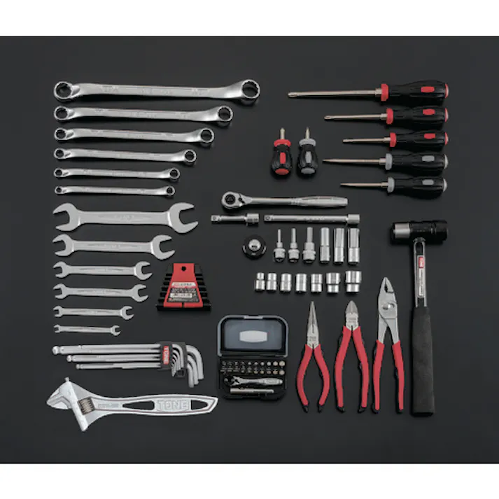 【CAINZ-DASH】TONE 整備用工具セット ツールセット(レッド仕様) 間口433×奥行220×高さ240mm TSAT330【別送品】