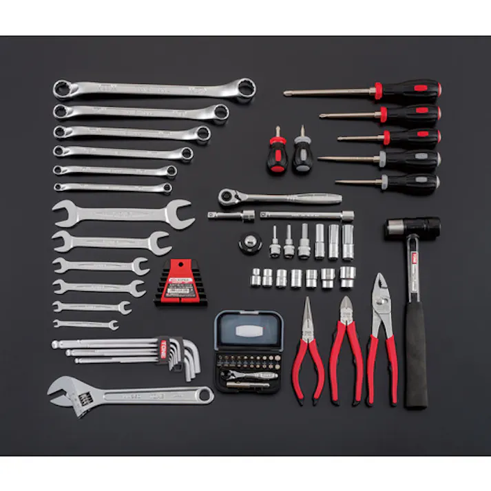 【CAINZ-DASH】TONE 整備用工具セット ツールセット(レッド仕様) 間口433×奥行220×高さ240mm TSAT330【別送品】