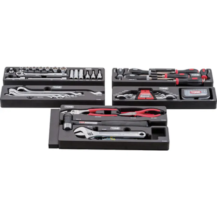 【CAINZ-DASH】TONE 整備用工具セット ツールセット(レッド仕様) 間口433×奥行220×高さ240mm TSAT330【別送品】