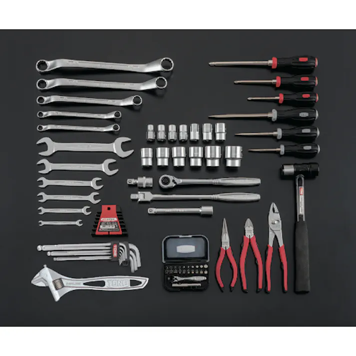 【CAINZ-DASH】TONE 整備用工具セット ツールセット (シルバー仕様) 間口433×奥行220×高さ240mm TSST430SV【別送品】