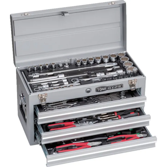 【CAINZ-DASH】TONE 整備用工具セット ツールセット(シルバー仕様) 間口508×奥行232×高さ302mm TSXT950SV【別送品】