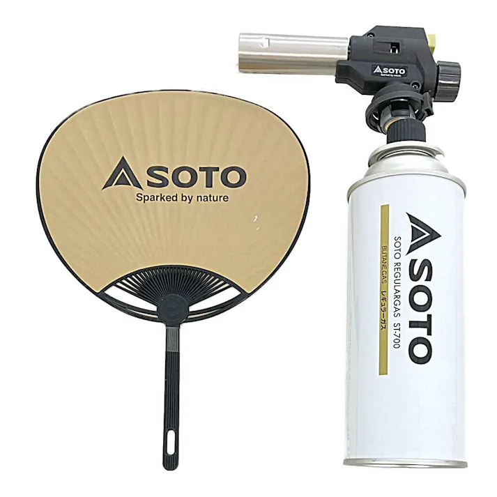 逆さでも使える火起こしバーナー うちわ付 ST-CZ451U