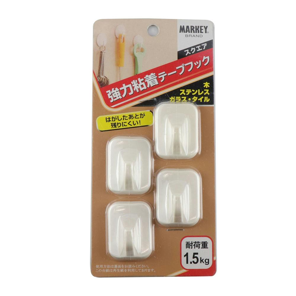マーキー 強力粘着テープフック スクエア ST-2 4個入 フック・吸盤 マーキー 強力粘着テープフック スクエア ST-2 4個入 フック・吸盤