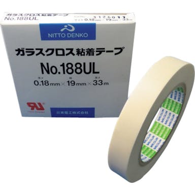 【CAINZ-DASH】日東電工 ガラスクロス粘着テープ　ＮＯ．１８８ＵＬ　０．１８ｍｍ×１９ｍｍ×３３ｍ 188UL-19【別送品】