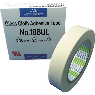 【CAINZ-DASH】日東電工 ガラスクロス粘着テープ　ＮＯ．１８８ＵＬ　０．１８ｍｍ×２５ｍｍ×３３ｍ 188UL-25【別送品】