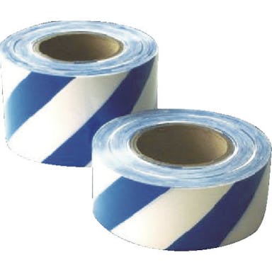 【CAINZ-DASH】日東エルマテリアル 危険標示テープ　シマ模様　６０ｍｍ×５０ｍ　ブルー／ホワイト（両面印刷） DM7【別送品】