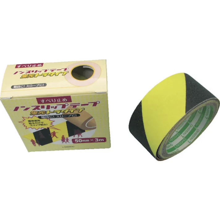 【CAINZ-DASH】日東エルマテリアル 蛍光ノンスリップテープ 50mm×3m イエロー/ブラック LKST-50【別送品】