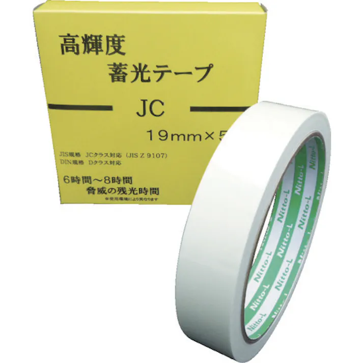 【CAINZ-DASH】日東エルマテリアル 高輝度蓄光テープ JIS-JC級 0.3mm×19mm×5m グリーン NB-1905C【別送品】