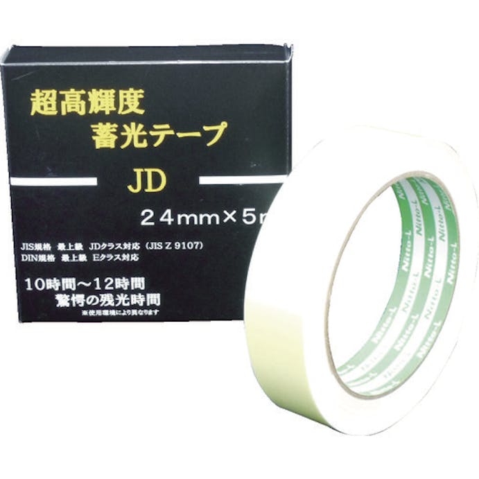 【CAINZ-DASH】日東エルマテリアル 超高輝度蓄光テープ　ＪＩＳ－ＪＤ級　０．６ｍｍ×２４ｍｍ×５ｍ　グリーン NB-2405D【別送品】