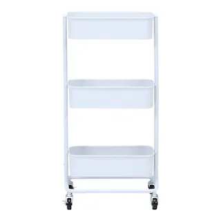 【通常WEB価格5980円】キッチンワゴン バスケット3段 スリム ホワイト【別送品】