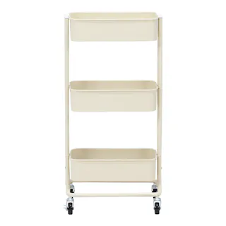 【通常WEB価格5980円】キッチンワゴン バスケット3段 スリム アイボリー【別送品】