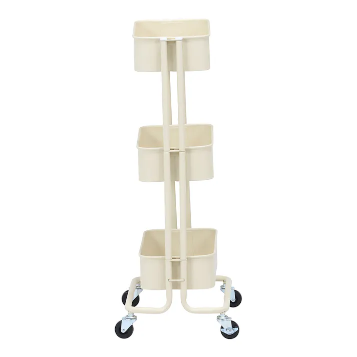 キッチンワゴン バスケット3段 スリム アイボリー【別送品】