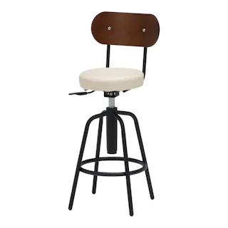 【通常WEB価格12800円】バースツール背付 アイボリー【別送品】