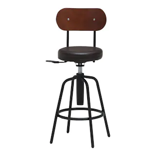 【通常WEB価格12800円】バースツール背付 ダークブラウン【別送品】