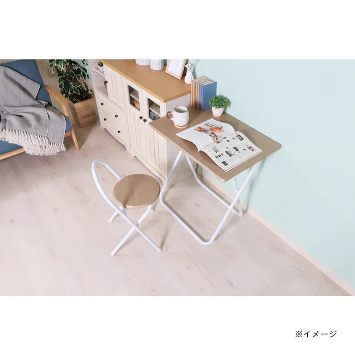 【通常WEB価格7980円】折りたたみテーブルチェアセットWH【別送品】