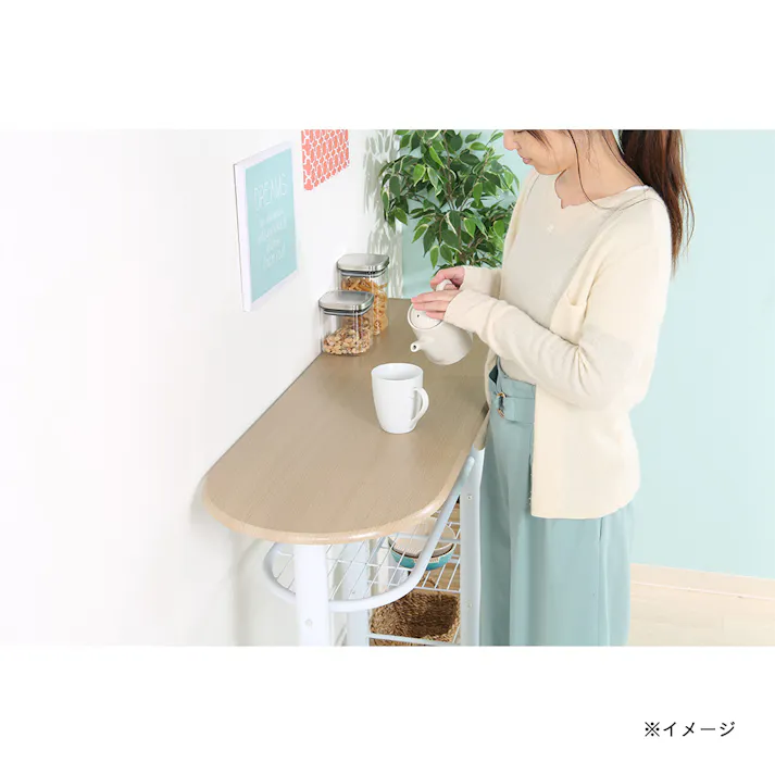 カウンターテーブルチェアセット 3点 WH【別送品】