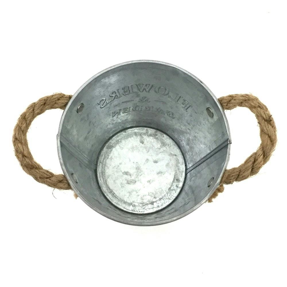 ブリキフラワープラント バケツ S シルバー | ガーデンオブジェ